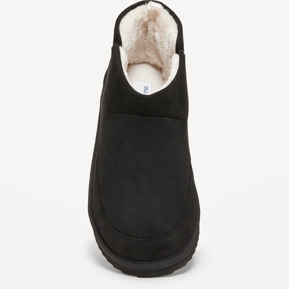 NWT OLD NAVY Faux Suede Sherpa-Lined Slippers Color: Blackjack SIZE 7 - Picture 2 of 6